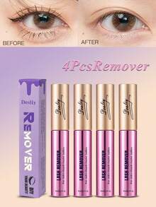 Desliy Eyelash Glue Remover 5/4/3/2/1pcs, Cairan Penghapus Lem Bulu Mata Berbasis Minyak yang Lembut dan Cepat Larut, Cocok untuk Pemula Ekstensi Bulu Mata DIY, Cocok untuk Semua Jenis Kulit, Kemasan Kotak Kertas Hadiah, Cocok untuk Diberikan kepada Teman - Lilac Purple - View 6