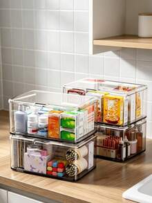 Large Capacity Flip Cover Medicine Box, Makeup Box Storage Acrylic Transparent Storage Box, Flip Top Desktop Cosmetics Dust-Proof Storage Box, Snack And Miscellaneous Sorting Box, Household Mini Medicine Box, Face Masks, Unique Gift For Thanksgiving And Christmas For Family, Mother, Female Friends Or Yourself - Multicolor - View 6