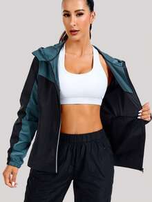 1pc Women's Waterproof Lightweight Packable Hooded Raincoat, Windproof Jacket For Golf, Hiking, Travel Sports - Dark Green - View 5