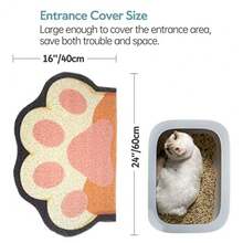 Cute Cat Litter Mat, Cat Litter Box Mat, Soft Touch, Easy To Clean, Non-Slip, Pet Supplies, White Paw Print - Multicolor - View 2