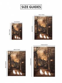 1pc Frameless Vintage Halloween Ghost Rustic Fall Wall Art Dorm Bedroom Apartment Decor Back To School Funky Posters Dorm Essentials - Ghost - View 10