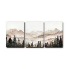 1pc/3pcs Abstract Forest Mountain Wall Art, Modern Minimalist Foggy Landscape Poster Prints, Neutral Nature Wall Art, Pine Forest Prints, Rustic Cabin Decor, Nature Posters, Framed/Frameless - Landscape - View 9