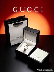 GUCCI Watch Gift Box With Gift Bag, Original Brand Watch Packaging Box, Empty Box Only - Black and White - View 4