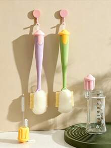 1pc Multi-Function Cup Cleaning Brush Set, Water Bottle Cleaning Brush, Includes Straw Cleaner And Extra Sponge Head, Suitable For Sports Water Bottles, Baby Bottles, Coffee Cups, Glass Cups And Reusable Water Bottles, Multi-Function Cleaning Tool, Kitchen Cleaning Tool, Portable For Home And Travel Use - Cup Brush - View 3