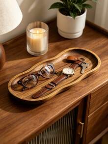 Wavy Acacia Wood Charcuterie Board, Asymmetrical Wooden Cheese Board Snack Tray, Stackable Food Serving Platter, Multipurpose Fruit Bread Display Tray, Suitable For Picnic Camping Party, Home Kitchen Dining Accessory, Used For Cheese Snacks Coffee Tea - View 6