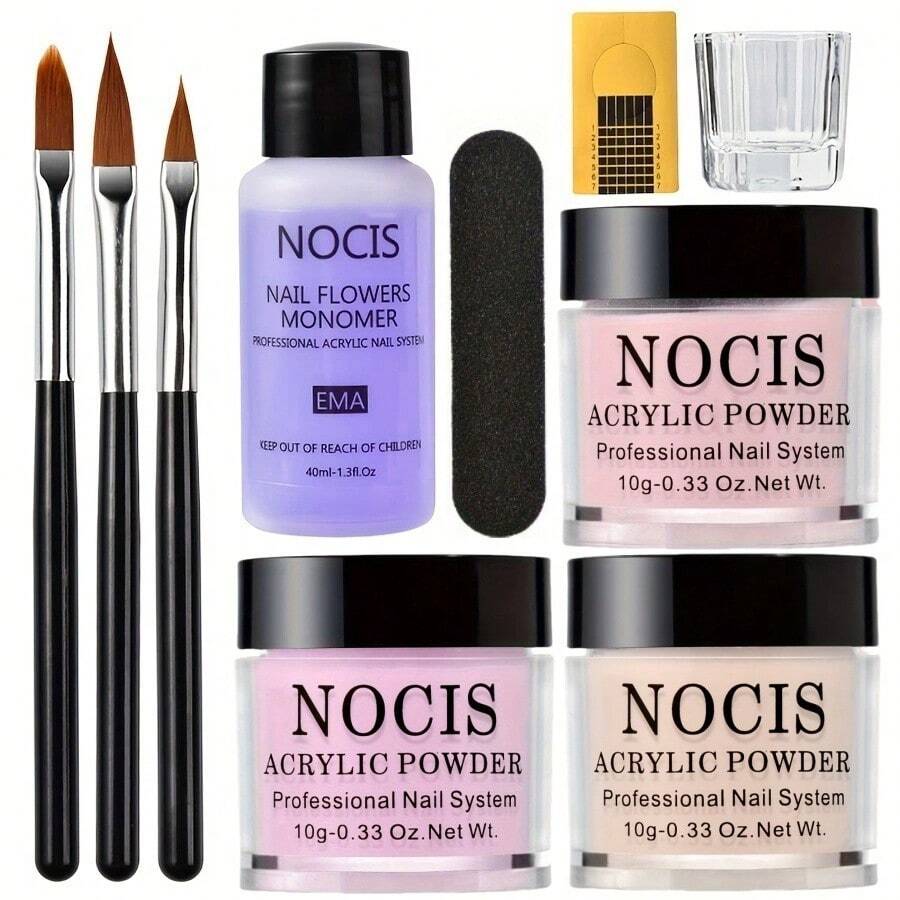 NOCIS Three-Color Acrylic Nail Art Set - Enables You To Easily Master 3D Design, This Professional-Level Set Does Not Require A Light Source, Creating Stunning Effects,French Manicure And Sculpted Manicure. - Multicolor - View 1