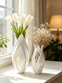1/2pcs Creative Petal Wrapped Hollow Vase, Streamlined Artistic Floral Vessel, Desktop Dried Flower & Artificial Flower Storage Decor, Modern Luxury Style Living Room Entryway Tabletop Home Decoration Craft Vase - Bud Vase - View 4