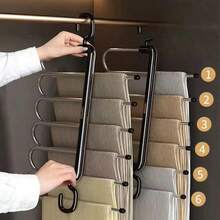 1pc Space-Saving 5/9 Tier Metal Pants Rack, Non-Slip Metal S-Shaped Closet Organizer With Hooks For Leggings And Long Pants, Wardrobe Accessory | Stable Clothes Hanger | Sturdy Metal Clothes Hanger - Multicolor - View 8