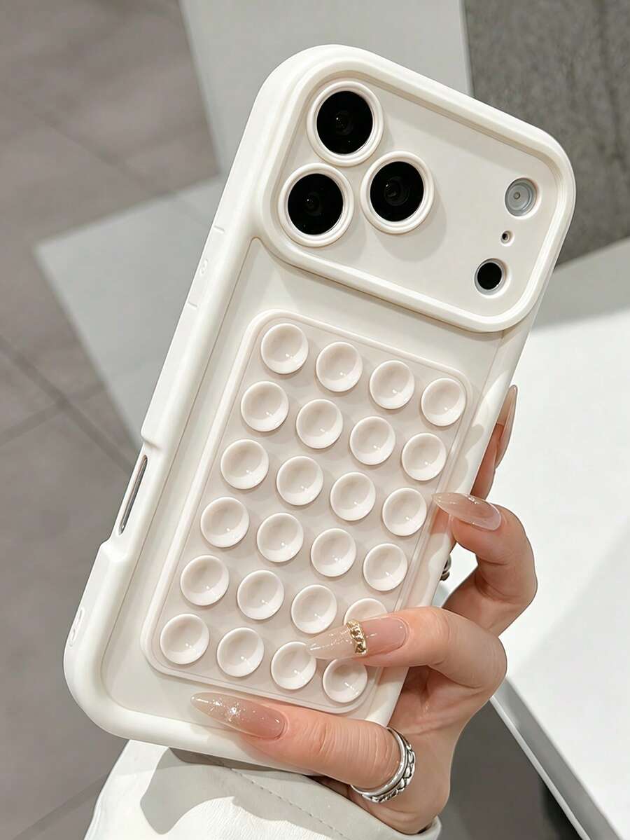 VRNOEI 1件極簡色塊矽膠吸盤手機殼,相容 iPhone 17 11 12 13 14 15 16 17 Pro Max,防震全包覆相機保護殼,防刮防指紋,絲滑親膚觸感保護套 - 米色 - 查看 1