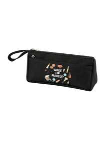 Cosmetic Bag With Cute Makeup Print Pattern. Easily Store Lipsticks, Eyeshadows, Makeup Brushes, Powder Compacts And Other Makeup Items. Convenient For Commuting And Short Trips. Double Zipper Compartments For Organized Storage, Items Are Easy To Find. Simple And Versatile, It Can Be Used As A Practical Makeup Bag, Pencil Case, Or Miscellaneous Storage Bag. A Great Storage Item For Students And Beauty-Loving Girls For Daily Outings. - Multicolor - View 15