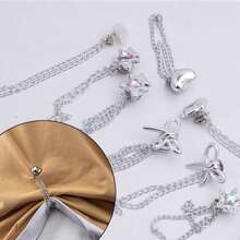 1/3/5pcs Multi-Functional Plastic & Metal Clothing And Trouser Leg Clips, Star-Shaped, Heart-Shaped, And Bow-Knot Faux Pearl Design, Non-Slip Pant Length Adjuster, Prevents Trouser Legs From Dragging On The Ground, Suitable For Jeans, - Multicolor - View 5
