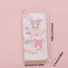 SANRIO محفظة طويلة للنساء بتصميم هالو كيتي، محفظة/حقيبة جلدية طويلة بتصميم شخصية كرتونية عصرية، هدية عيد ميلاد & عيد الميلاد - متعدد الألوان - مشاهدة 3