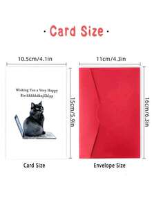 1pc Funny Cat Laptop Birthday Greeting Card, Premium Paper, Comes With Envelope, Suitable For Family, Friends, Son, Daughter, Girlfriend, Classmate, Applicable For Various Occasions - Multicolor - View 11