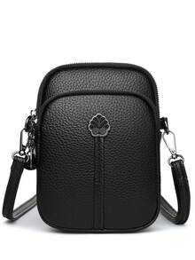 Minimalist Solid Color PU Leather Crossbody Small Bag, Multi-Compartment Zipper Square Bag, Versatile Daily Commute Shoulder Bag - Multicolor - View 14