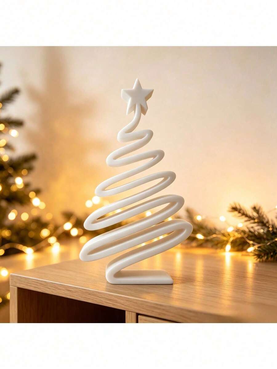 1pc 3D Printed Minimalist Christmas Tree Ornament | Modern Geometric Desktop Decor - Living Room, Entryway, Hallway, Dining Table Holiday Atmosphere Decoration / Versatile Home Style / Creative Christmas Gift - Multicolor - View 1