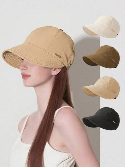 1pc Multicolor Breathable Sun Protection Baseball Cap, Fashionable Versatile Duck Bill Cap With Mask Hook, Soft Foldable, Suitable For Outdoor Activities Or Daily Wear, Unisex, UV Protection, Holiday Gift