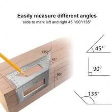 Versatile Angle Measuring Ruler With 45° & 90° Marks - Ideal For Woodworking & Drafting, Durable ABS Material - A - View 3