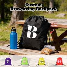 Personalized Drawstring Sports Backpack With Lightweight Drawstring Bag,Custom Your Name,Unisex, Ideal For Outdoor Sports,Leisure Travel,Daily Fitness - Multicolor - View 1