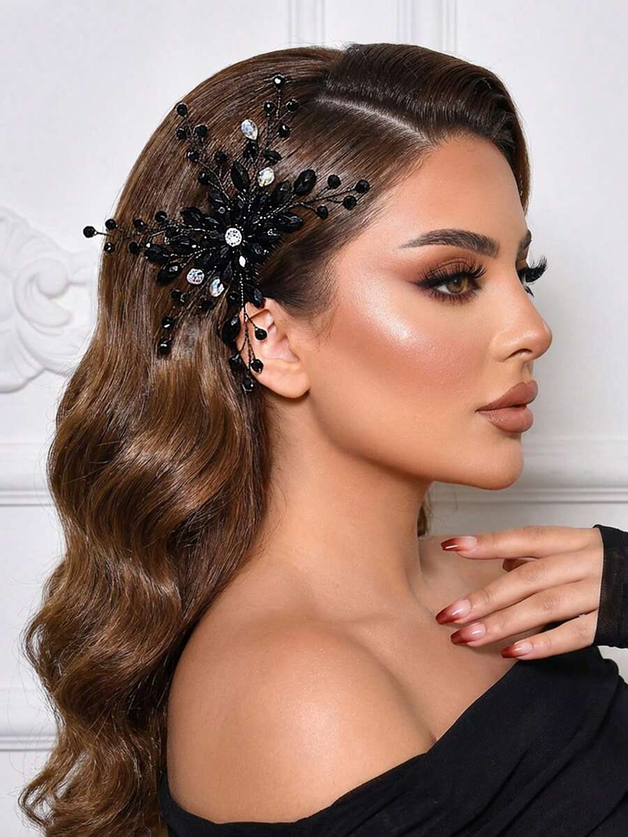1pc Handmade Exquisite Beaded Hair Comb, Elegant Women's Hair Accessory For Party, Gathering, Vacation, Wedding, Bridal Headpiece