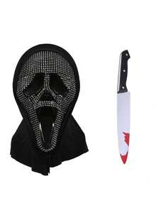 Water Drop Disco Scream Ghost Mask, Blood-Stained Knife Set, Costume Accessories, Party Glamour Outfit, Photography Props, Halloween Cosplay - Multicolor - View 11