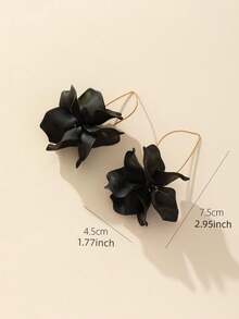 1 Pair Summer Dopamine Bohemian Vacation Style Multi-Color Floral Resin Dangle Earrings, Suitable For Women's Daily Wear - Black - View 4