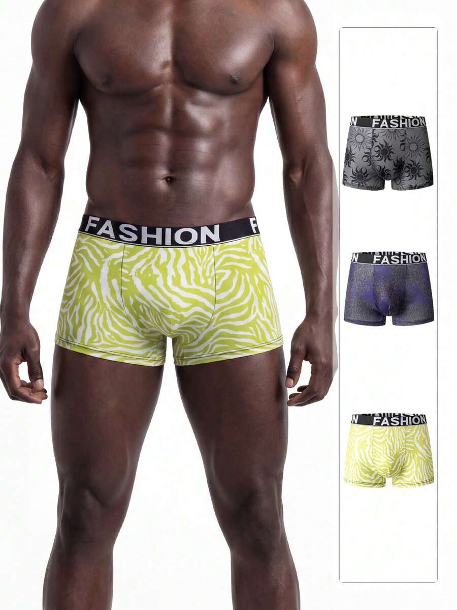 Rest Era Men's Print Boxer Briefs, Fashionable Leopard And Zebra ,Sun Print Underwear, Cloud-Like Comfort - Multicolor - View 1