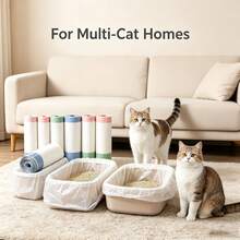 1/2/5 Roll Drawstring Cat Litter Box Liners, Thick Tear‑Resistant Kitty Litter Bags, No‑Mess Disposal For Cat Litter Pan - Multicolor - View 2