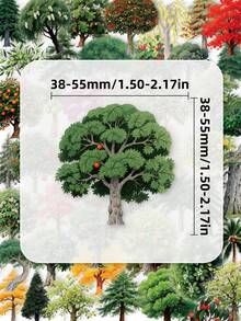 56/112pcs Realistic Tree PET Stickers, Transparent Forest Natural Fruit Tree Decals, Cute Nature Decorative Material, Suitable For Scrapbooking, Planner, Party Favors And Classroom DIY Art Crafts - Multicolor - View 4