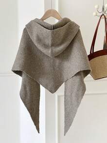 1pc Women's Solid Color Hooded Wool Blend Knit Warm Decorative Casual Style Triangle Hooded Shawl Scarf Suitable For Shopping, Outings, Skiing, Autumn/Winter - Multicolor - View 15