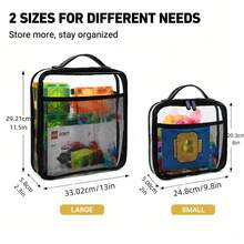 2 Packs Large Clear Toy Storage Bags, Reusable PVC Toy Organizer Bags With Zipper, Portable Storage For Building Blocks, Board Games, Puzzles And Kids Toys, Home & Travel - View 3