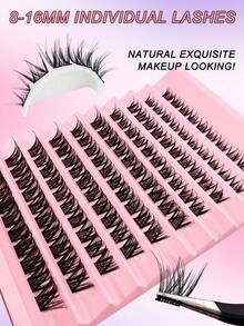 رموش صناعية فردية مجزأة بتجعيد C Curl، طول 8-16 مم، لتمديد الرموش DIY، مجموعات رموش فردية - B - مشاهدة 7