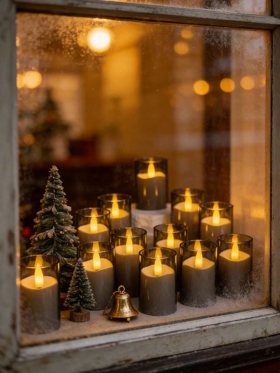 6/12/24pcs Flickering Flameless Candle Lights, With Timer Remote Control, Battery Powered LED Mini Wishing Candles, Suitable For Christmas, Halloween, Valentine's Day, Mother's Day, Dining Table, Room, Wedding, Party, Gift, Holiday - Gray-warm Light - View 1