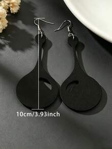 1 Pair Minimalist Long Water Drop Double Layer PU Leather Gothic Style Earrings, Daily Commute Accessory, Personalized Casual Ear Dangle - Multicolor - View 5