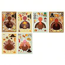12pcs Thanksgiving Stickers, Turkey Pumpkin Corn Maple Leaf Decals, DIY Decoration Stickers, Holiday Party Gift Bag Filler Toy Stickers, Handmade Stickers - Multicolor - View 4