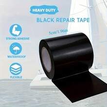 1 Roll Heavy Duty Waterproof Repair Tape, Suitable For RV Awnings, Tarps, Fabrics, Tents, Boat Covers, Canvas, Outdoor Gear, Instant Repair - Black - View 3