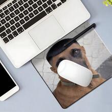 Funny Pot Lid Head Horse Dog Square Mouse Pad, Humorous Cool Dog Portrait Expression Pattern Design, Eye-Catching Desktop Decoration Protective Pad, Rubber Anti-Slip Locked Edge Office Pad, Small Size Suitable For Laptop, Desktop Computer Gaming, Office, Daily Use - View 3
