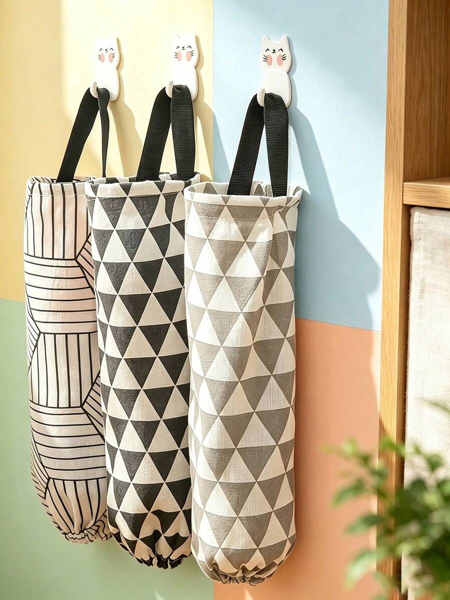 Plastic Bag Storage Rack, Suitable For Kitchen, Behind Door Storage, Kitchen Organization, Kitchen Essentials, Kitchen Accessories, Bathroom Accessories, Home Kitchen Tools, Kitchen Decor - Multicolor - View 1