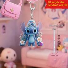 Disney Stitch Letter Embroidered Keychain, 26 'A-Z' Floral Cartoon Patterns, Acrylic Pendant With Chain, Suitable For Bags, Keys And Car Keys, Travel Accessory Gift, Cute Floral Keychain Design, Smooth Surface, Keychain, Decorative Keychain, Cartoon Keychain, Christmas Gift, Fan Gift, 2D Flat Gift, Holiday Gift, Home Decor - Multicolor - View 5