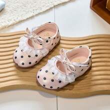 女童波點蝴蝶結瑪麗珍鞋，軟底魔鬼氈休閒運動鞋，適合幼兒 - 粉色 - 查看 9