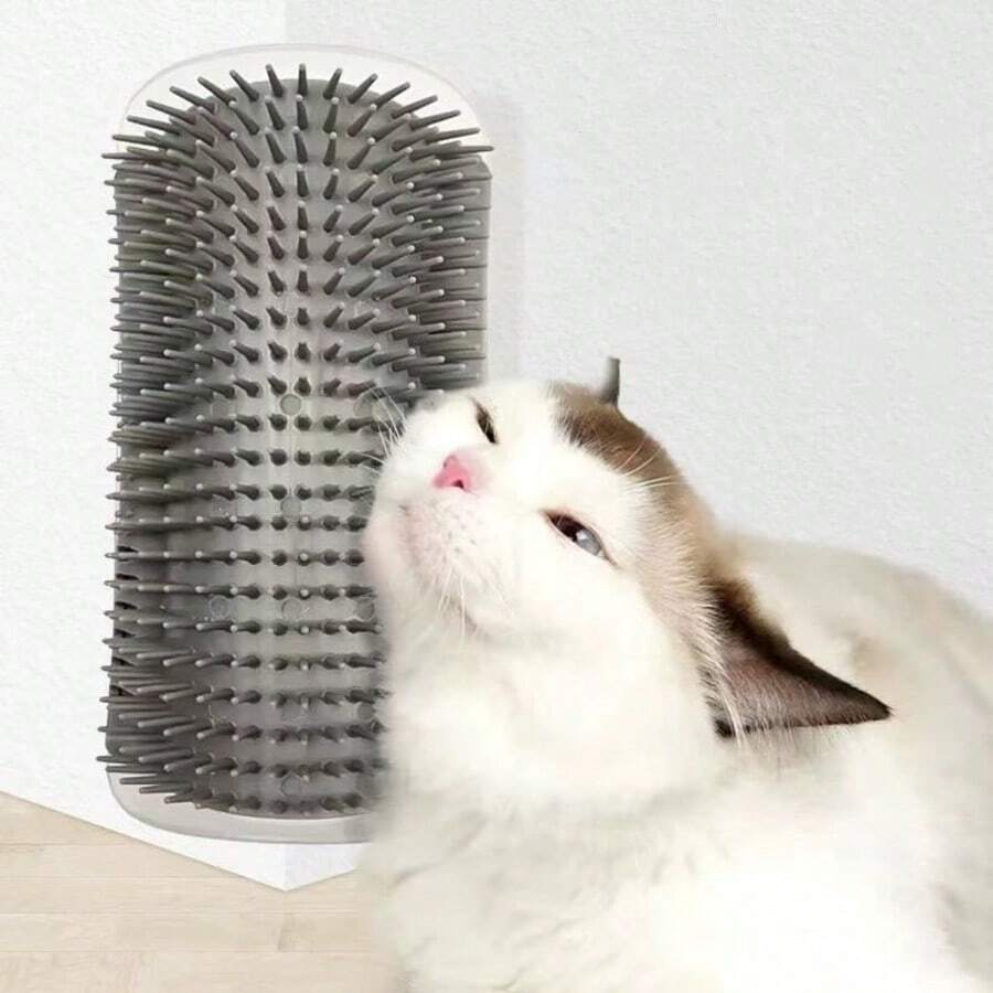 1pc Wall-Mounted Cat Self Groomer With Massage Comb Brush - Perfect For Kitten And Puppy Grooming And Relaxation - Multicolor - View 1