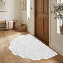 1pc Semi-Circular Wavy Edge Durable Floor Mat, Warm Brown, No Pattern Design, Bathroom Mat, Low-Key Elegant, Enhance Entryway Atmosphere, Door Mat, Small Rug, Welcome Mat, Carpet, Mat, Outdoor Door Mat, Kitchen Rug, Home Decor, Front Door Mat, Small Area Rug, Outdoor Mat, Home Decor, Area Rug, Garden Rug, Washable Rug - A - View 19