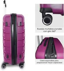 KENNETH COLE NEW YORK LIBERTY Maleta 24", Rígida PP de alta resistencia, Ligera, Expandible, Ruedas Giratorias, Candado TSA (Negro) - Morado - Ver 3