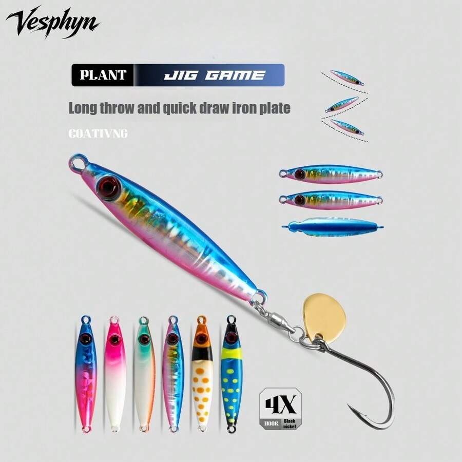 1PC 10‑30g Long Cast Metal Jig Lure With Rotatable Single Hook Spinner Blade Hard Fishing Bait For Bass Mackerel Trout Saltwater Freshwater Inshore Offshore