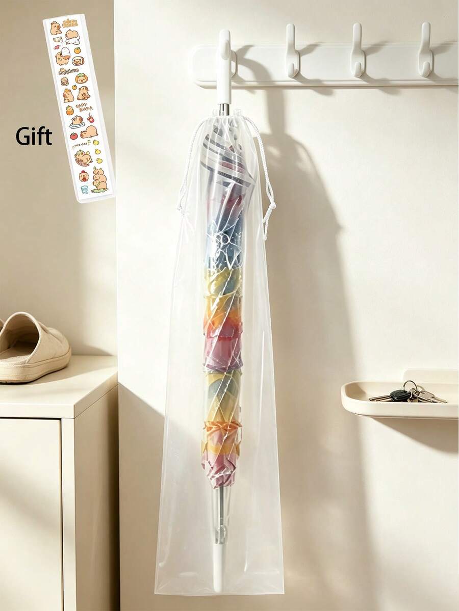 Waterproof Drawstring Umbrella Storage Bag, Reusable Portable Storage Bag, Keeps Floor Dry, Lightweight Foldable Transparent Umbrella Bag, Multi-Functional Waterproof Storage Solution, Essential For Travel And Daily Commute