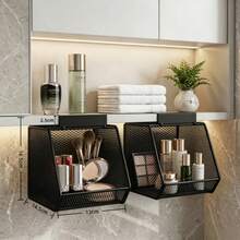 Mirror Cabinet Hanging Iron Storage Rack Makeup Organizer Bathroom Vanity Organizer Mesh Basket Storage Solution Wall Mounted Cabinet Kitchen Organizer Home Organization Storage Shelves - View 13