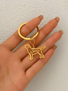 Custom Dog Name Keychain, Personalized Pet Name Keyring For Pet Lovers, Animal Pet Memorial Gift, Dog Breed Silhouette Keychain, Pet Loss Sympathy Gift - Multicolor - View 2