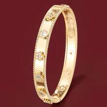 1 Pieza Elegante Pulsera De Diseño De Flor De Durazno Para Mujeres Con Incrustaciones - Multicolor - Ver 8