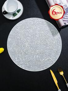 6-24pcs Champagne Gold PVC Hollow Round Carved Placemats, Luxury Table Decor Coasters, Coffee Cup Heat-Insulating Pads, Tabletop Photography Props, Home Dining Table Scratch-Resistant Protective Mats, Wedding Table Decoration, Luxury Home Table Decor Mats - Multicolor - View 21