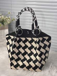 Classic Colorblock Polka Dot Casual Versatile Artistic Bucket Bag, Multi-Functional Daily Commute Handbag, Suitable For Niche Shopping And Dating - Multicolor - View 3