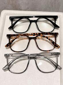 1 Pair Minimalist Elegant Multi-Function Multi-Color Geometric Transparent Full Frame Women's Non-Prescription Glasses, High-Resilience Plastic Material, Lightweight And Comfortable, Suitable For All Face Shapes, Slimming Effect, Suitable For Daily Makeup - Multicolor - View 10